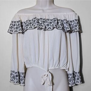 American Eagle Cottagecore Top Off the Shoulder Embroidered Western Festival